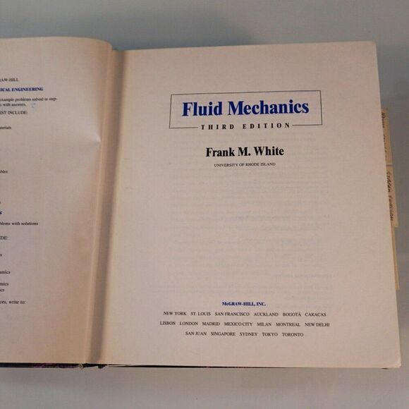 Fluid Mechanics By Frank White 3rd Edition 1994 Hardcover Book With Diskette - Picture 5 of 11